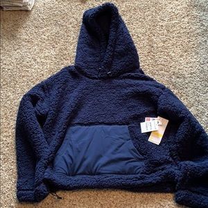 Zella Sherpa Hoodie Navy Blue NWT